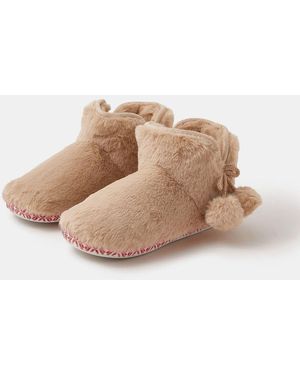 Accessorize Fluffy Braided Slipper Boots - Natural