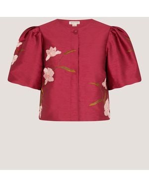Monsoon Anya Puff Sleeve Jacket - Red