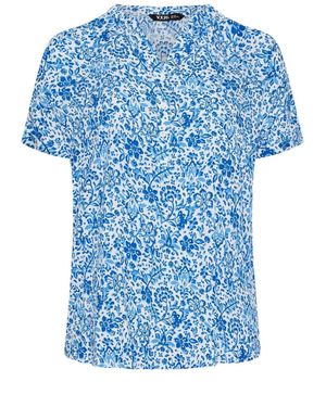 Yours Curve Yours Curve Crinkle Notch Neck Top - Blue