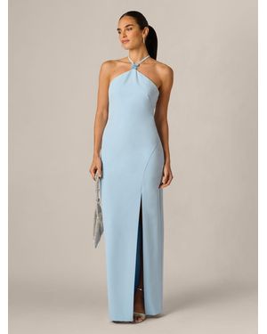 Adrianna Papell Stretch Crepe Long Dress - Blue