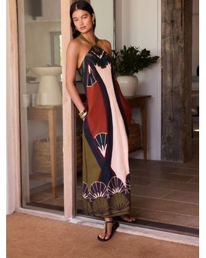 Next Halter Twist Neck Midi Dress - Brown