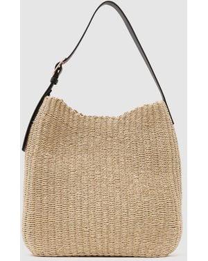 Reiss Margot Raffia-Effect Shoulder Bag - Natural