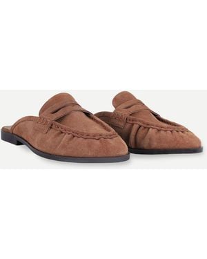 OFF THE HOOK Tiggy Suede Open Back Slip-On Loafers - Brown