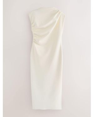 Nothing Ordinary Premium Cotton Rich Jersey Ruched Midi Dress - Natural