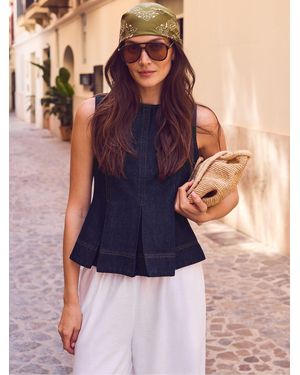 Ro&zo Ro & Zo Denim Peplum Top - Blue