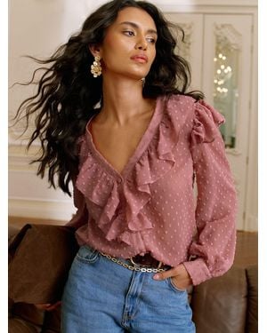 Lipsy Ruffle Blouse - Brown