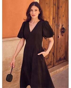 Ro & Zo Puff Sleeve Cotton Dress - Blue