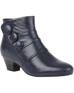 Lotus Leather Ankle Boots - Blue