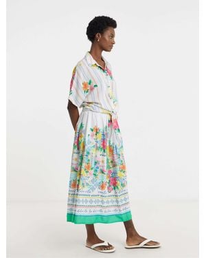 JD Williams Linen Mix A Line Midi Skirt - White