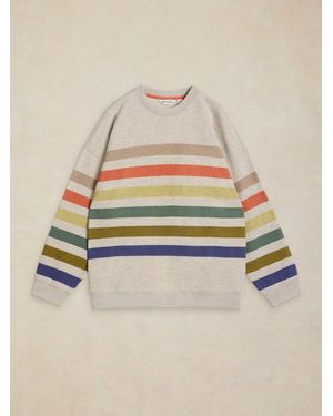 White Stuff Stuff Cleo Longline Stripe Sweat Top - Natural