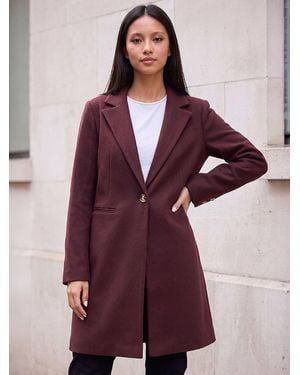 Roman Petite Single Breasted Revere Coat - Purple