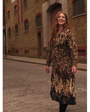 JD Williams Anthology By Premium Langarm Maxikleid Mit Print - Braun