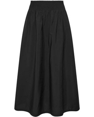 PixieGirl Petite Shirred Waist Midi Skirt - Black