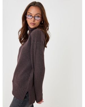 Threadbare Oversized Roll Neck Sweater - Purple