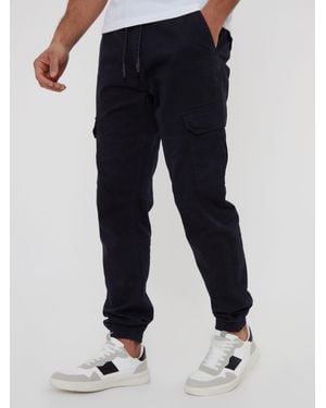 Threadbare Cotton Jogger Style Cargo Pants With Stretch - Black