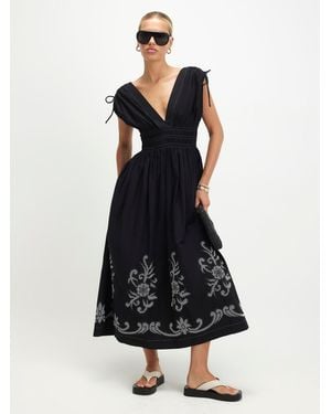 River Island Cutwork Hem Midi Dress - Black