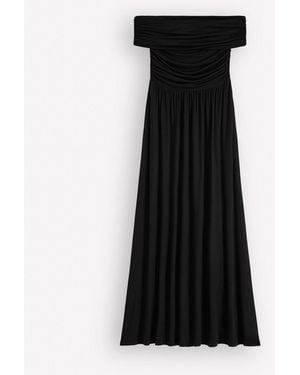 Boden Ruched Bardot Jersey Dress - Black