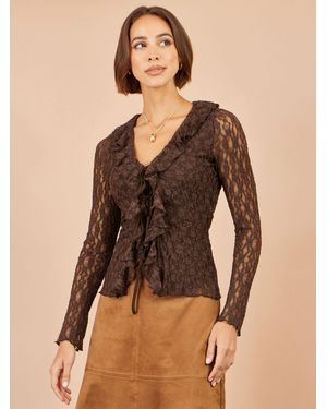Yumi' Ruffle Lace Top - Natural