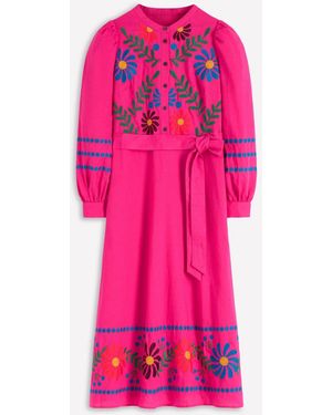 Boden Ava Linen Cotton Blend Midi Dress - Pink