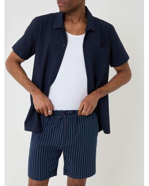 Threadbare Shorter Length Stripe Cotton Shorts - Blue