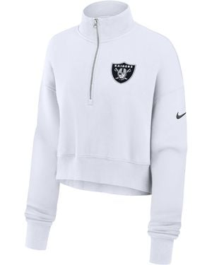 Nike Las Vegas Raiders Primetime Phoenix Nfl Oversized Cropped 1/4-Zip Crew - Blue