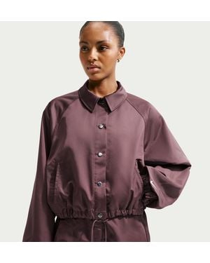 Nike Sportswear Oversized Satin Coaches Jacket - Brown