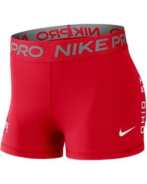 Nike Ohio State Pro Dri-Fit College Mid-Rise Shorts - Red