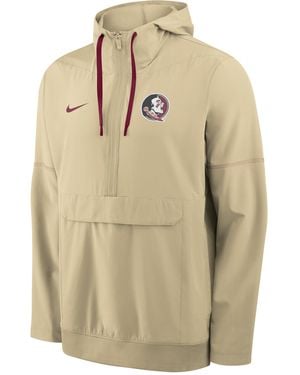 Nike Florida State Sideline Anorak College 1/2-Zip Hooded Jacket - Natural
