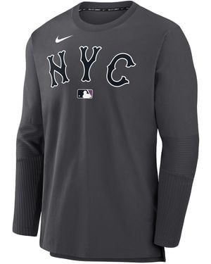 Nike New York Mets Authentic Collection City Connect Player Dri-Fit Mlb Pullover Jacket - Gray