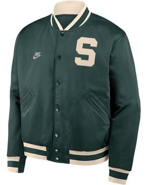 Nike Michigan State Legacy College Full-Snap Bomber Jacket - Green