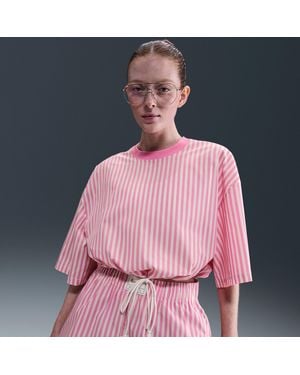 Nike Sportswear Chill Poplin Striped Boxy Top - Pink