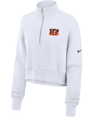 Nike Cincinnati Bengals Primetime Phoenix Nfl Oversized Cropped 1/4-Zip Crew - White