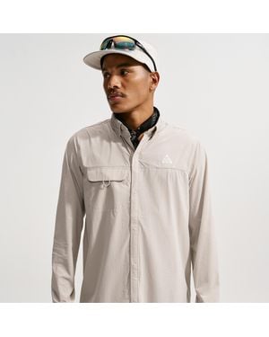Nike Acg "Aireez" Long-Sleeve Button-Up Trail Running Top - Natural