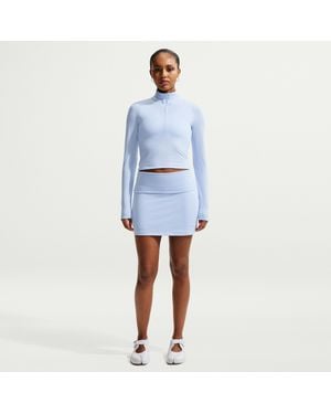 Nike Sportswear Chill Knit Mid-Rise Tight Ribbed Skort - Blue