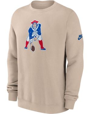 Nike New England Patriots Rewind Club Nfl Pullover Crew - Natural