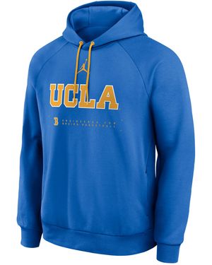 Nike Ucla Courtside Basketball Practice Jordan Brand Dri-Fit Pullover Hoodie - Blue