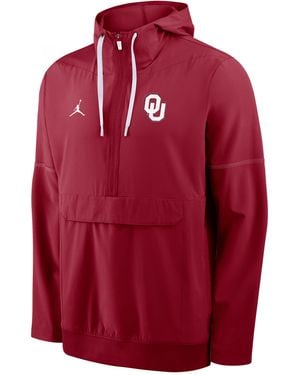 Nike Oklahoma Sideline Anorak Brand College 1/2-Zip Hooded Jacket - Red