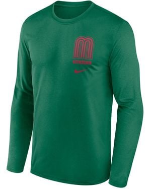 Nike Mexico National Baseball Team 2026 World Baseball Classic 2-Hit Legend Dri-Fit Long-Sleeve T-Shirt - Green