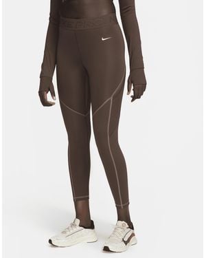 Nike Leggings A 7/8 E Vita Media Con Tasche Pro – Donna - Marrone