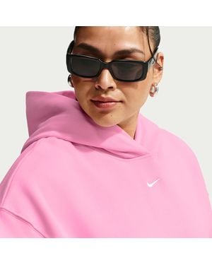 Nike Studio Fleece Medium Weight Oversized Pullover Hoodie - Pink
