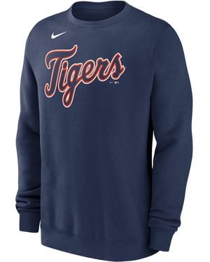 Nike Detroit Tigers Wordmark Mlb Pullover Crew - Blue