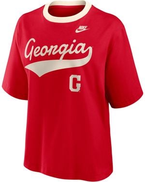 Nike Georgia Legacy Fight Song Boxy College T-Shirt - Red