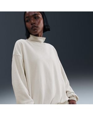 Nike Sportswear Phoenix Plush Cozy Fleece Oversized Mock-Neck Top - Blue