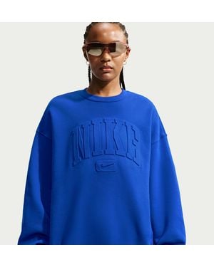 Nike Studio Fleece Medium Weight Oversized Embossed Crew - Blue