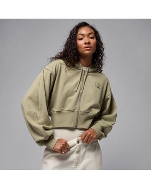 Nike Nike Flight Fleece Cropped Satin-Lined Hoodie - Brown