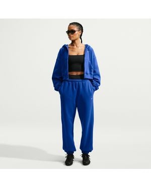 Nike Studio Fleece Medium Weight High-Rise Oversized Cuffed Pants - Blue