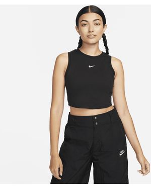 Nike Sportswear Chill Knit Tight Cropped Mini-Rib Tank Top - Black