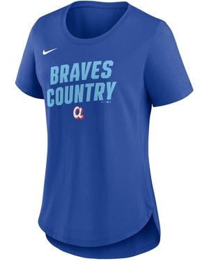 Nike Atlanta Braves Team Phrase City Connect Lockup Mlb T-Shirt - Blue