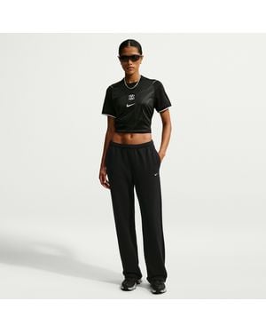 Nike Studio Fleece Lightweight "French Terry" Mid-Rise Open-Hem Pants - Black