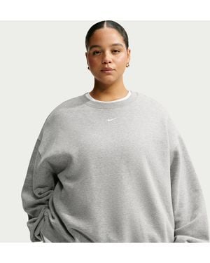 Nike Studio Fleece Medium Weight Oversized Crew-Neck Sweatshirt (Plus Size) - Gray
